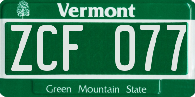 VT license plate ZCF077