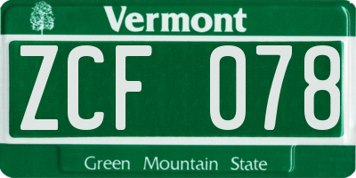 VT license plate ZCF078