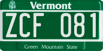 VT license plate ZCF081