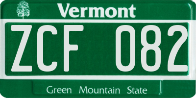 VT license plate ZCF082