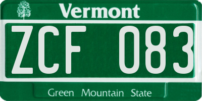 VT license plate ZCF083