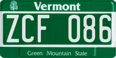 VT license plate ZCF086
