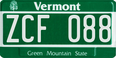 VT license plate ZCF088