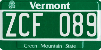 VT license plate ZCF089