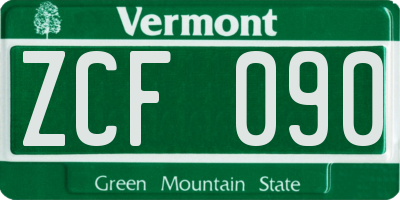 VT license plate ZCF090