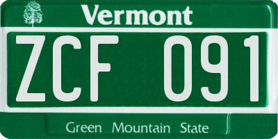 VT license plate ZCF091