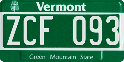 VT license plate ZCF093