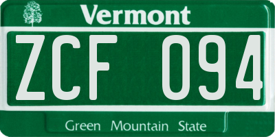 VT license plate ZCF094