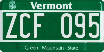 VT license plate ZCF095