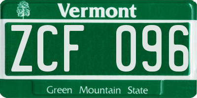 VT license plate ZCF096