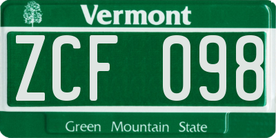 VT license plate ZCF098