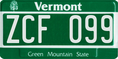 VT license plate ZCF099