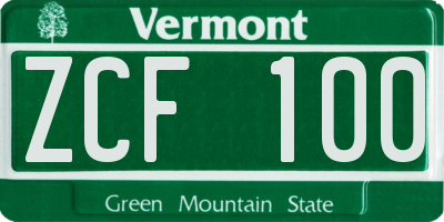 VT license plate ZCF100