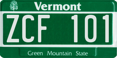 VT license plate ZCF101