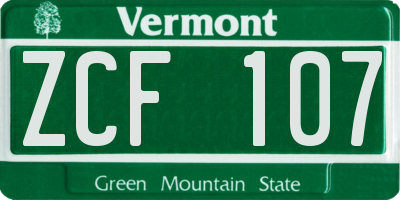 VT license plate ZCF107