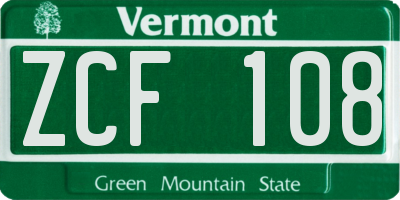 VT license plate ZCF108
