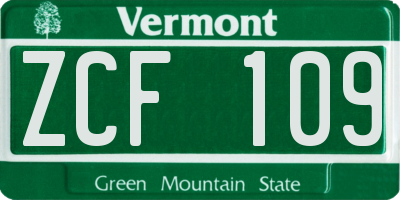 VT license plate ZCF109