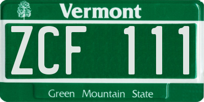 VT license plate ZCF111