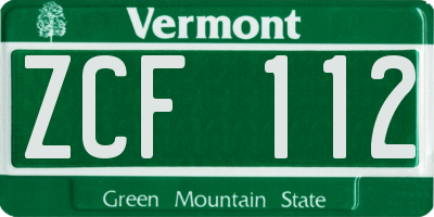 VT license plate ZCF112