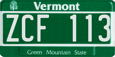 VT license plate ZCF113