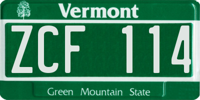 VT license plate ZCF114
