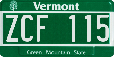 VT license plate ZCF115