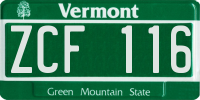 VT license plate ZCF116