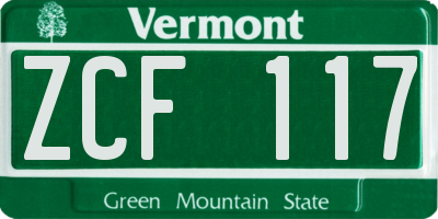 VT license plate ZCF117
