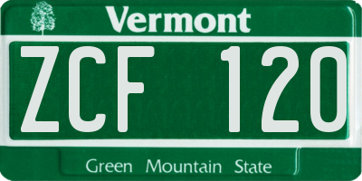 VT license plate ZCF120