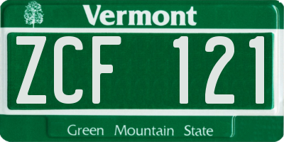 VT license plate ZCF121