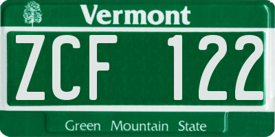 VT license plate ZCF122