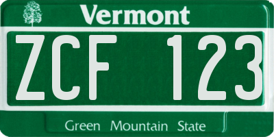 VT license plate ZCF123