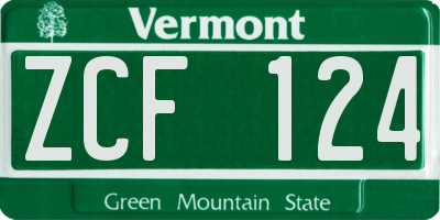 VT license plate ZCF124