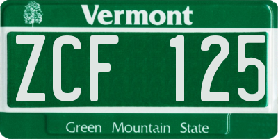 VT license plate ZCF125