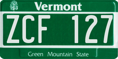 VT license plate ZCF127