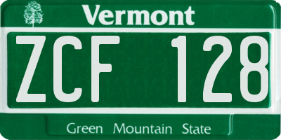 VT license plate ZCF128