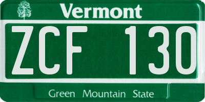 VT license plate ZCF130