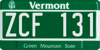 VT license plate ZCF131