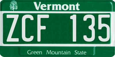 VT license plate ZCF135