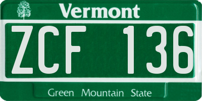 VT license plate ZCF136