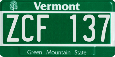 VT license plate ZCF137