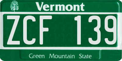 VT license plate ZCF139
