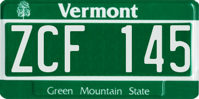 VT license plate ZCF145