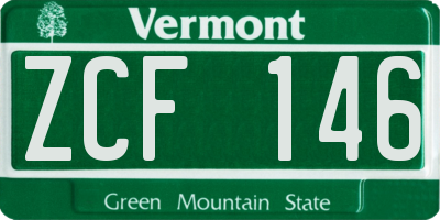 VT license plate ZCF146