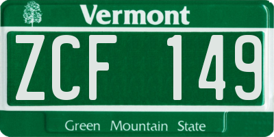 VT license plate ZCF149