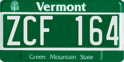 VT license plate ZCF164