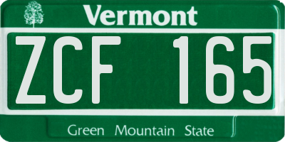 VT license plate ZCF165