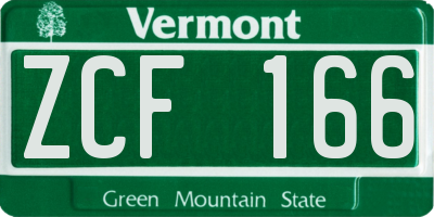 VT license plate ZCF166