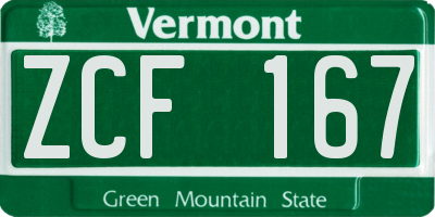 VT license plate ZCF167