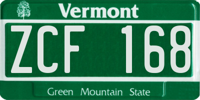 VT license plate ZCF168
